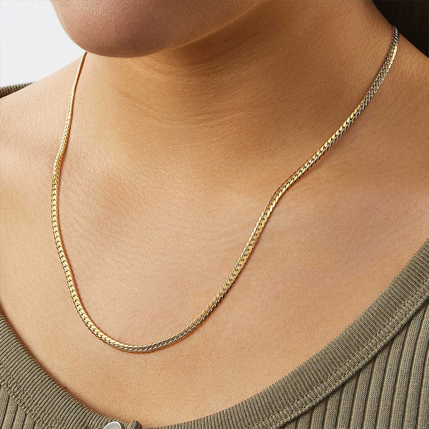Archie's and Son Jewelry and Repairs Herringbone Gold Chain Necklace - 4mm, 16 Inch