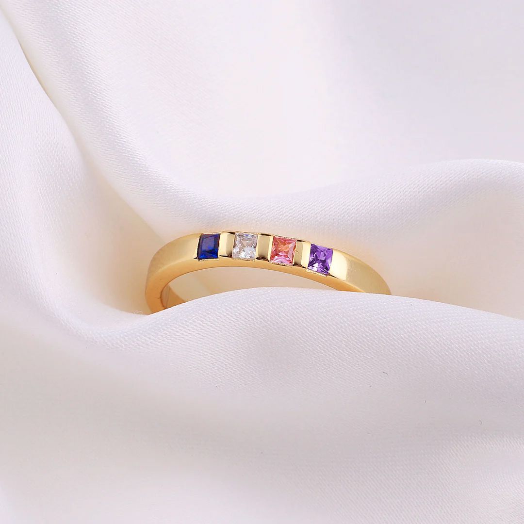 Princess-Cut Birthstone Band Ring by Archie's and Son Jewelry and Repairs
