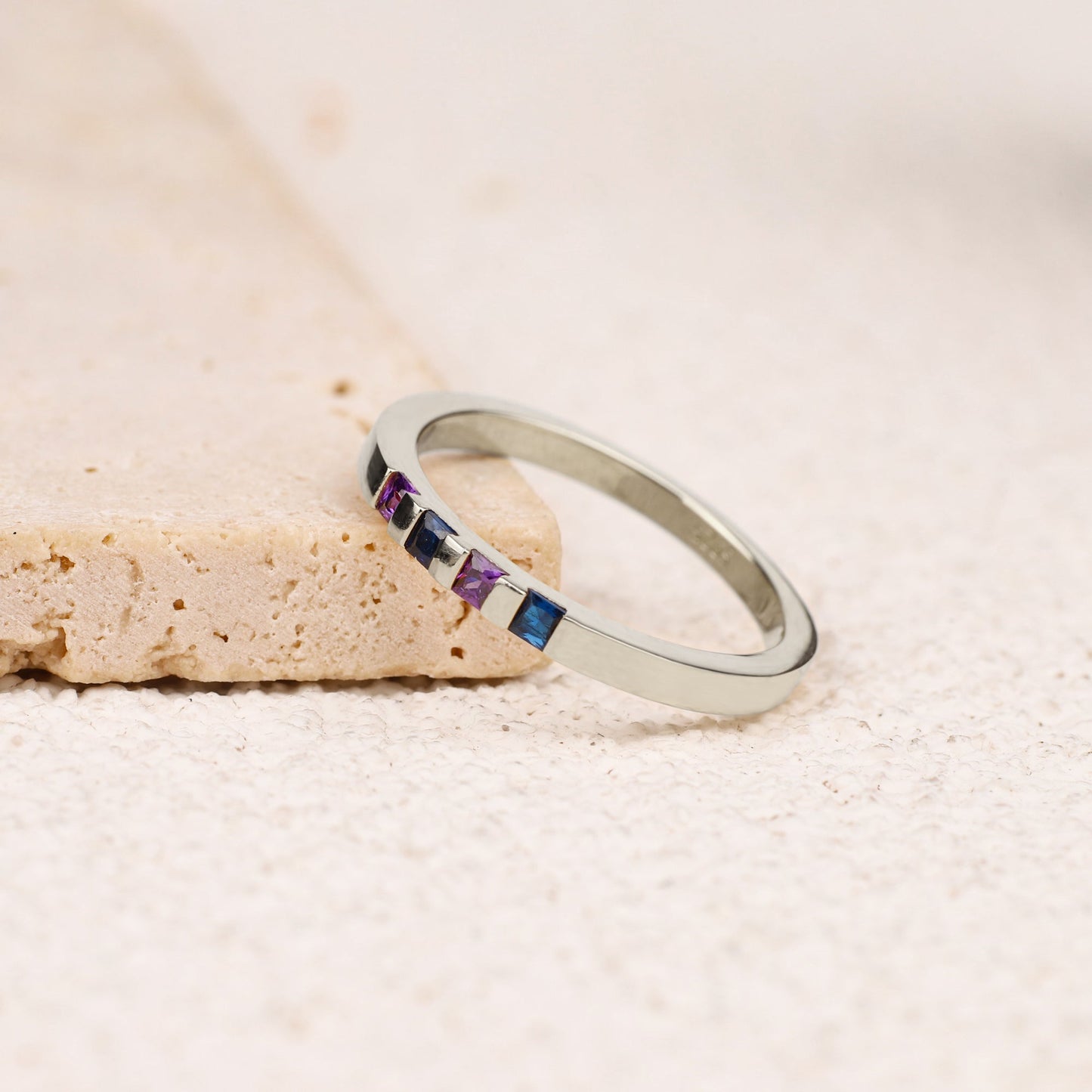 Princess-Cut Birthstone Band Ring by Archie's and Son Jewelry and Repairs