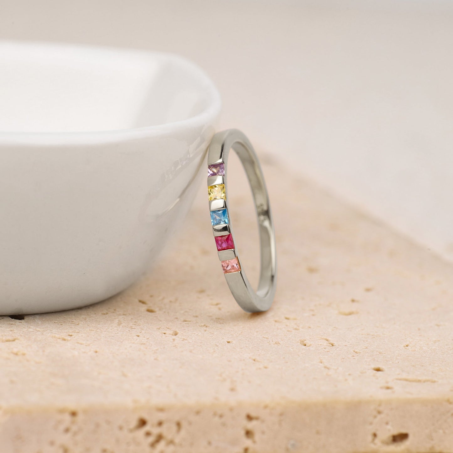 Princess-Cut Birthstone Band Ring by Archie's and Son Jewelry and Repairs