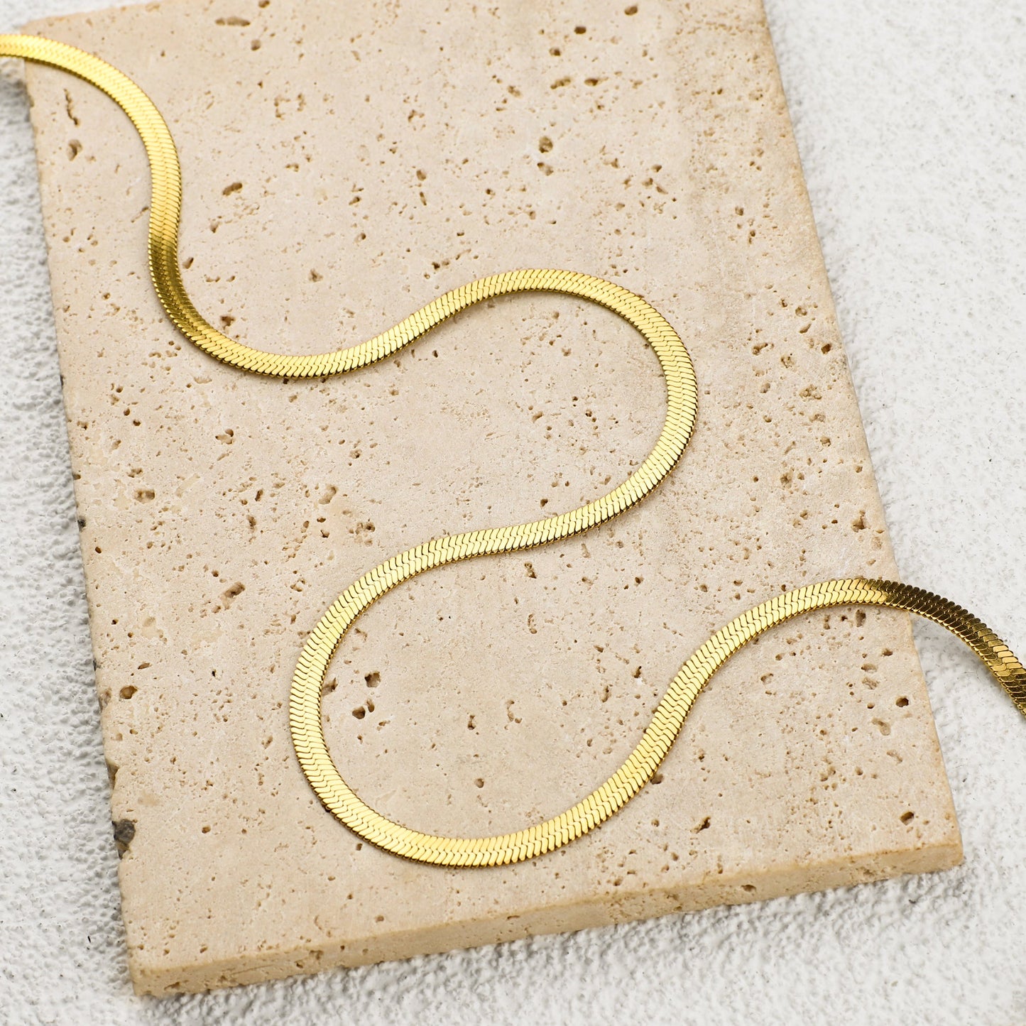 Archie's and Son Jewelry and Repairs Herringbone Gold Chain Necklace - 4mm, 16 Inch