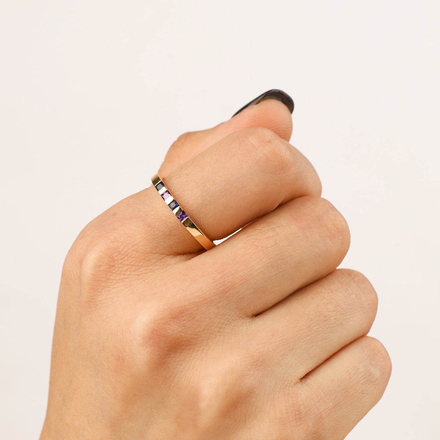 Princess-Cut Birthstone Band Ring by Archie's and Son Jewelry and Repairs