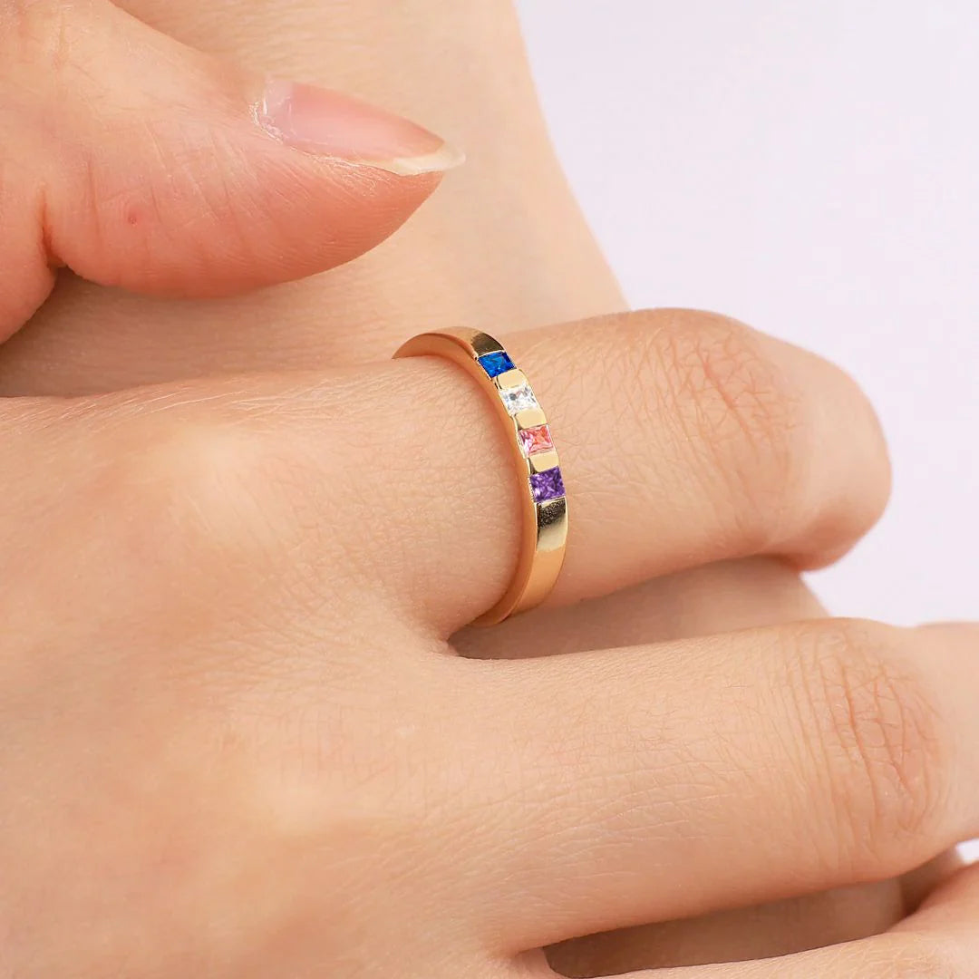 Princess-Cut Birthstone Band Ring by Archie's and Son Jewelry and Repairs