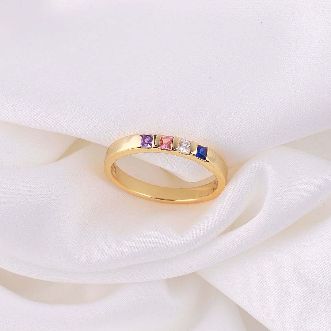 Princess-Cut Birthstone Band Ring by Archie's and Son Jewelry and Repairs