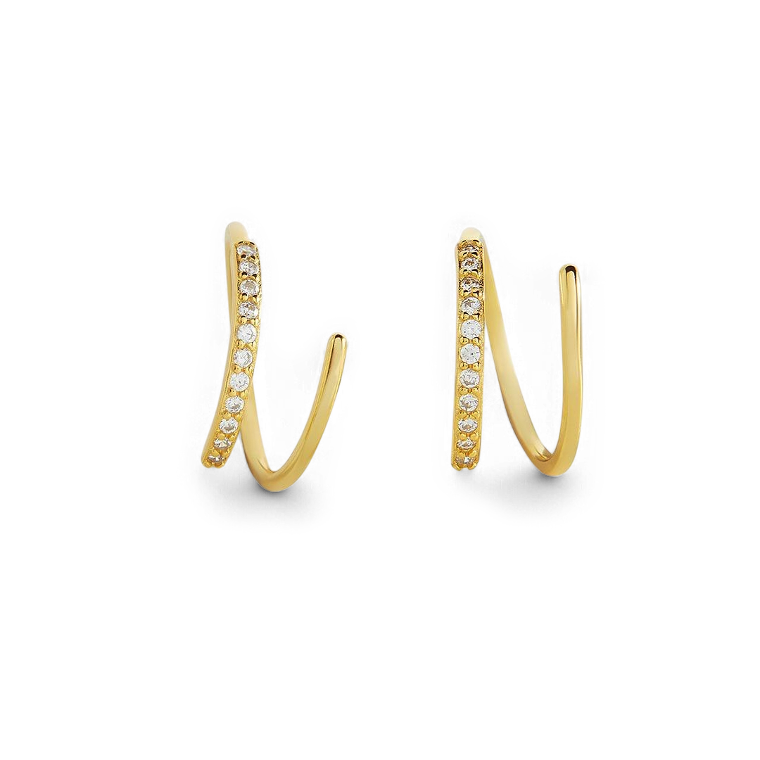 Archie's and Son Jewelry and Repairs Double Loop Huggie Hoop Earrings in polished metal