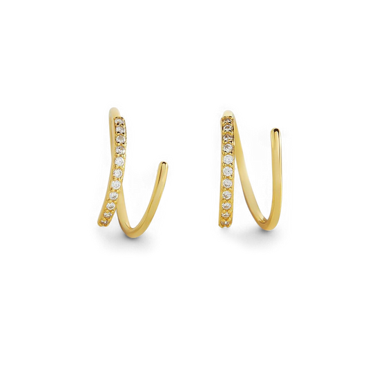 Archie's and Son Jewelry and Repairs Double Loop Huggie Hoop Earrings in polished metal