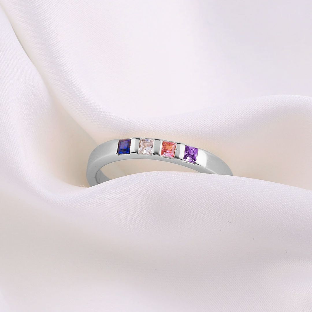 Princess-Cut Birthstone Band Ring by Archie's and Son Jewelry and Repairs