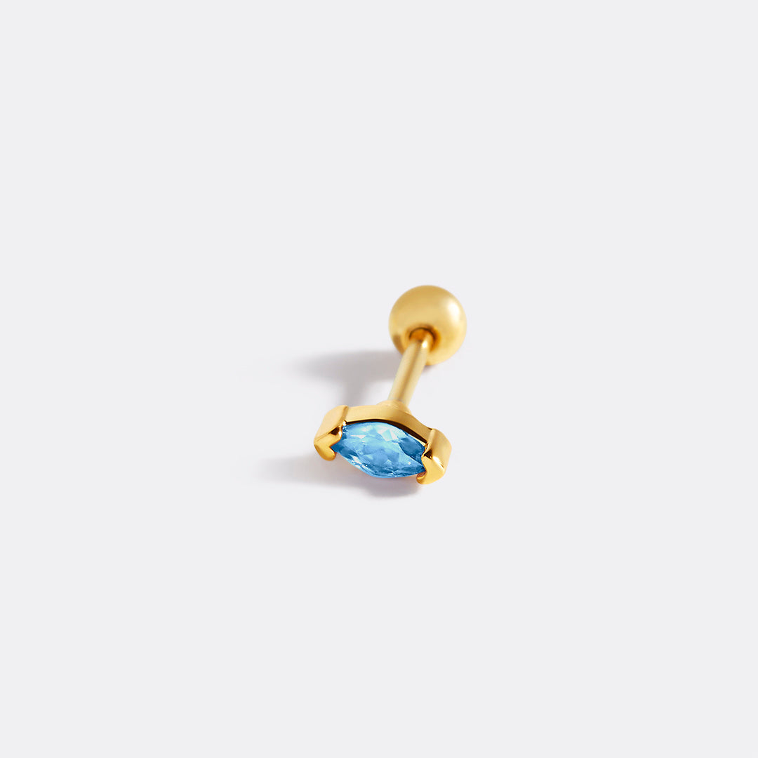 Archie's and Son Jewelry and Repairs Marquis Gemstone Sleeper Stud Earrings - 20g Threaded Ball
