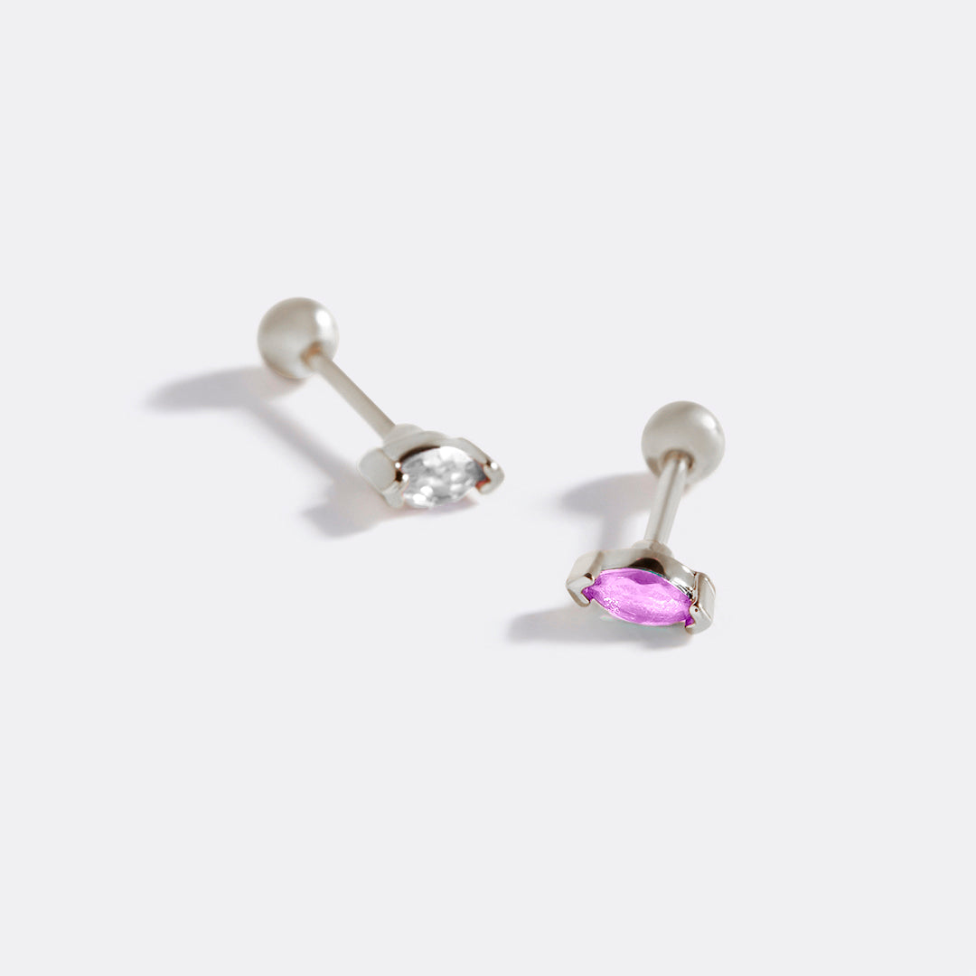 Archie's and Son Jewelry and Repairs Marquis Gemstone Sleeper Stud Earrings - 20g Threaded Ball