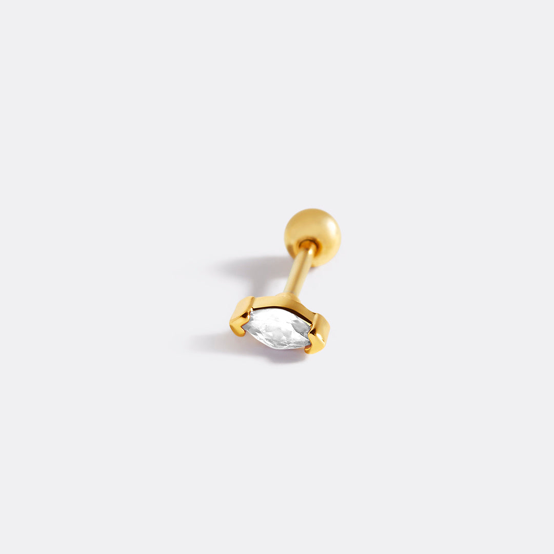 Archie's and Son Jewelry and Repairs Marquis Gemstone Sleeper Stud Earrings - 20g Threaded Ball