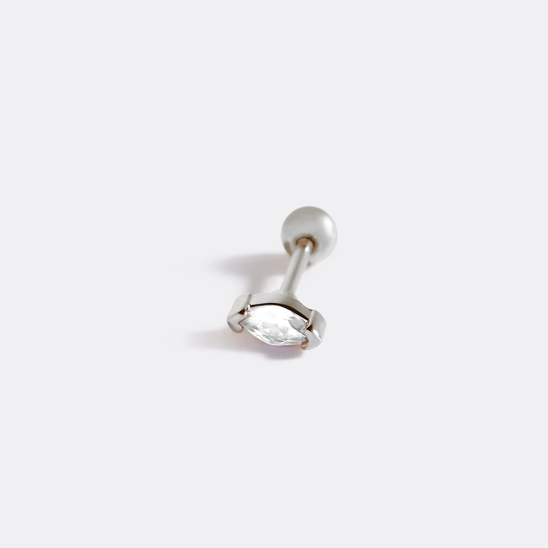Archie's and Son Jewelry and Repairs Marquis Gemstone Sleeper Stud Earrings - 20g Threaded Ball