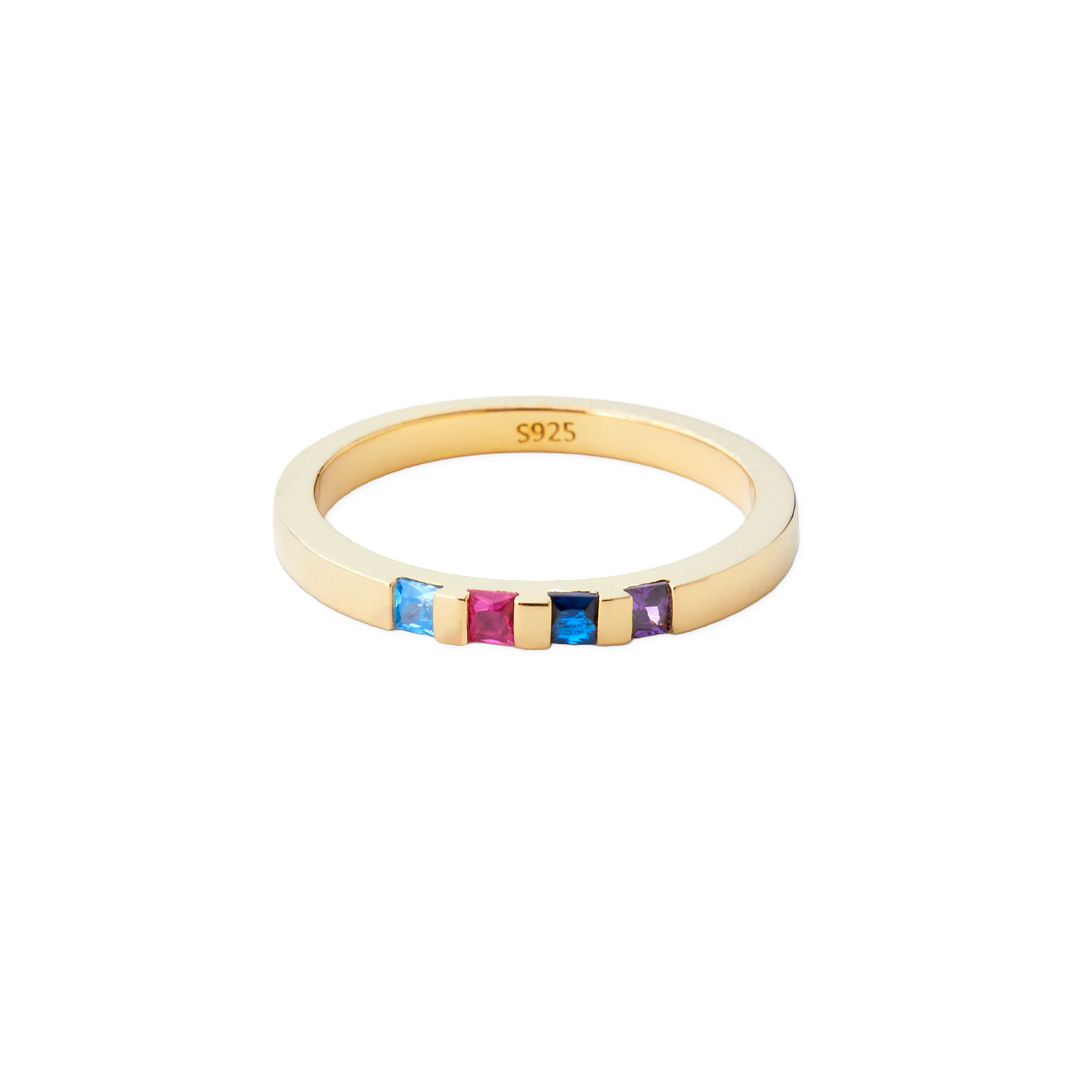 Princess-Cut Birthstone Band Ring by Archie's and Son Jewelry and Repairs