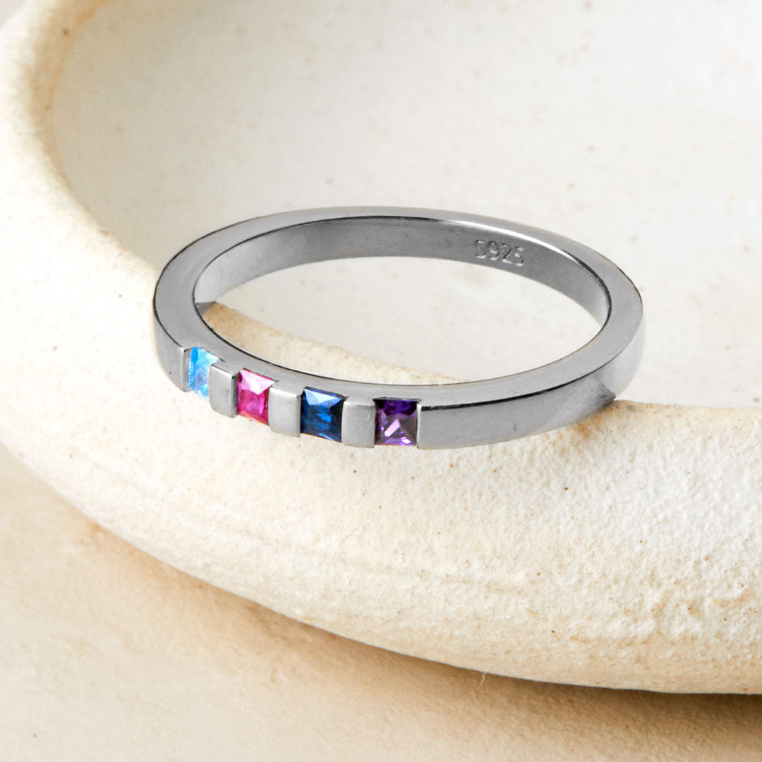 Princess-Cut Birthstone Band Ring by Archie's and Son Jewelry and Repairs