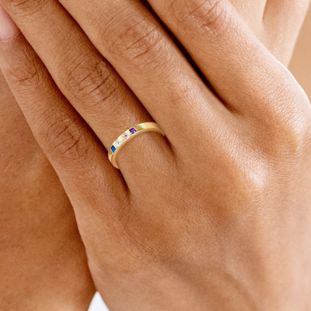 Princess-Cut Birthstone Band Ring by Archie's and Son Jewelry and Repairs