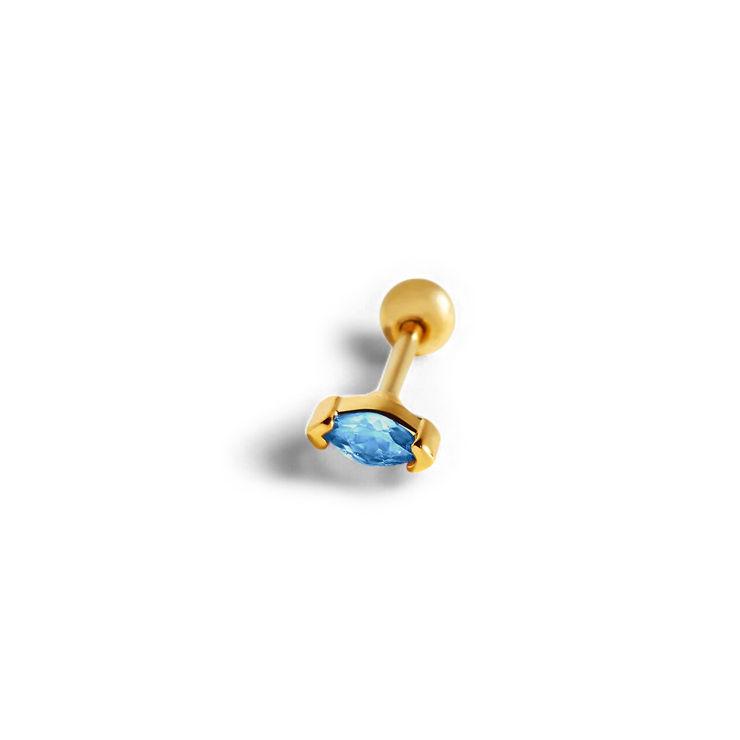 Archie's and Son Jewelry and Repairs Marquis Gemstone Sleeper Stud Earrings - 20g Threaded Ball