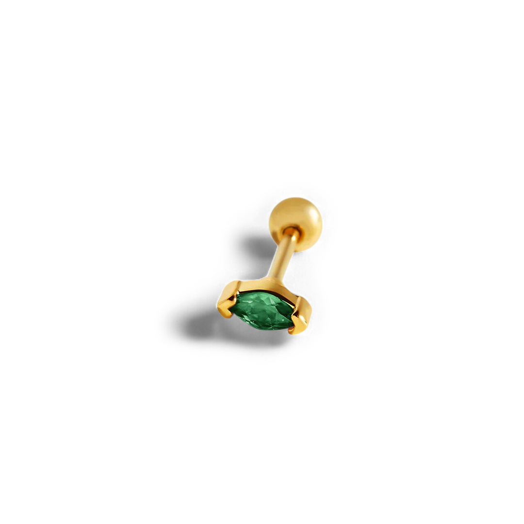 Archie's and Son Jewelry and Repairs Marquis Gemstone Sleeper Stud Earrings - 20g Threaded Ball