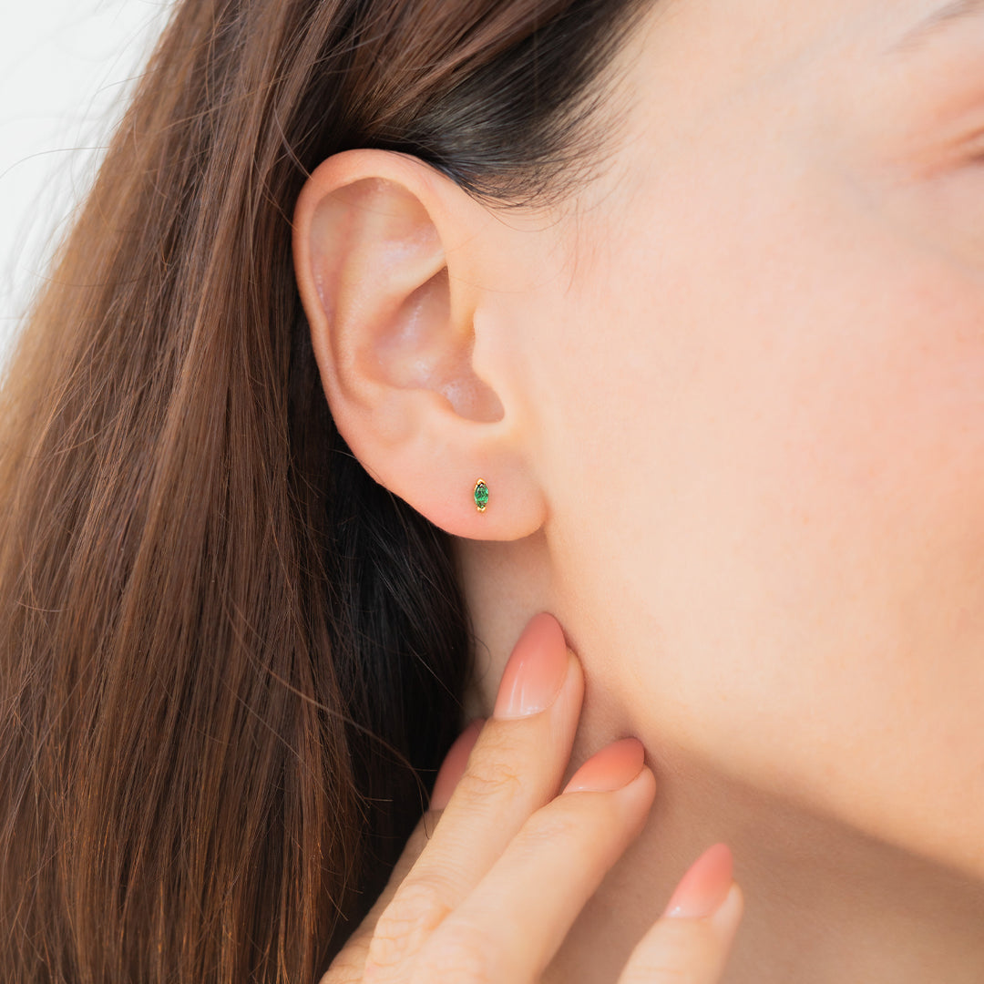 Archie's and Son Jewelry and Repairs Marquis Gemstone Sleeper Stud Earrings - 20g Threaded Ball