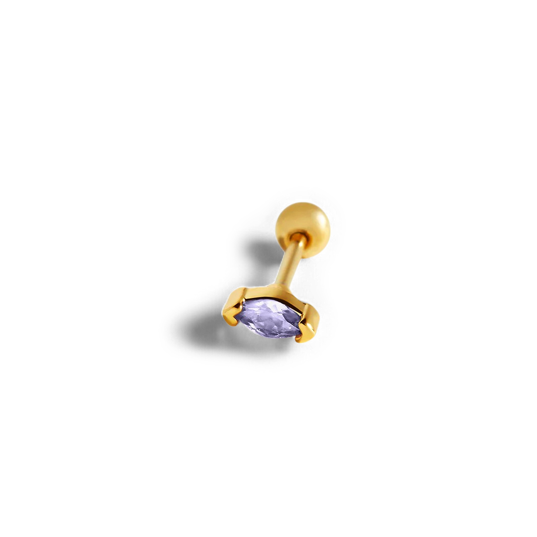 Archie's and Son Jewelry and Repairs Marquis Gemstone Sleeper Stud Earrings - 20g Threaded Ball