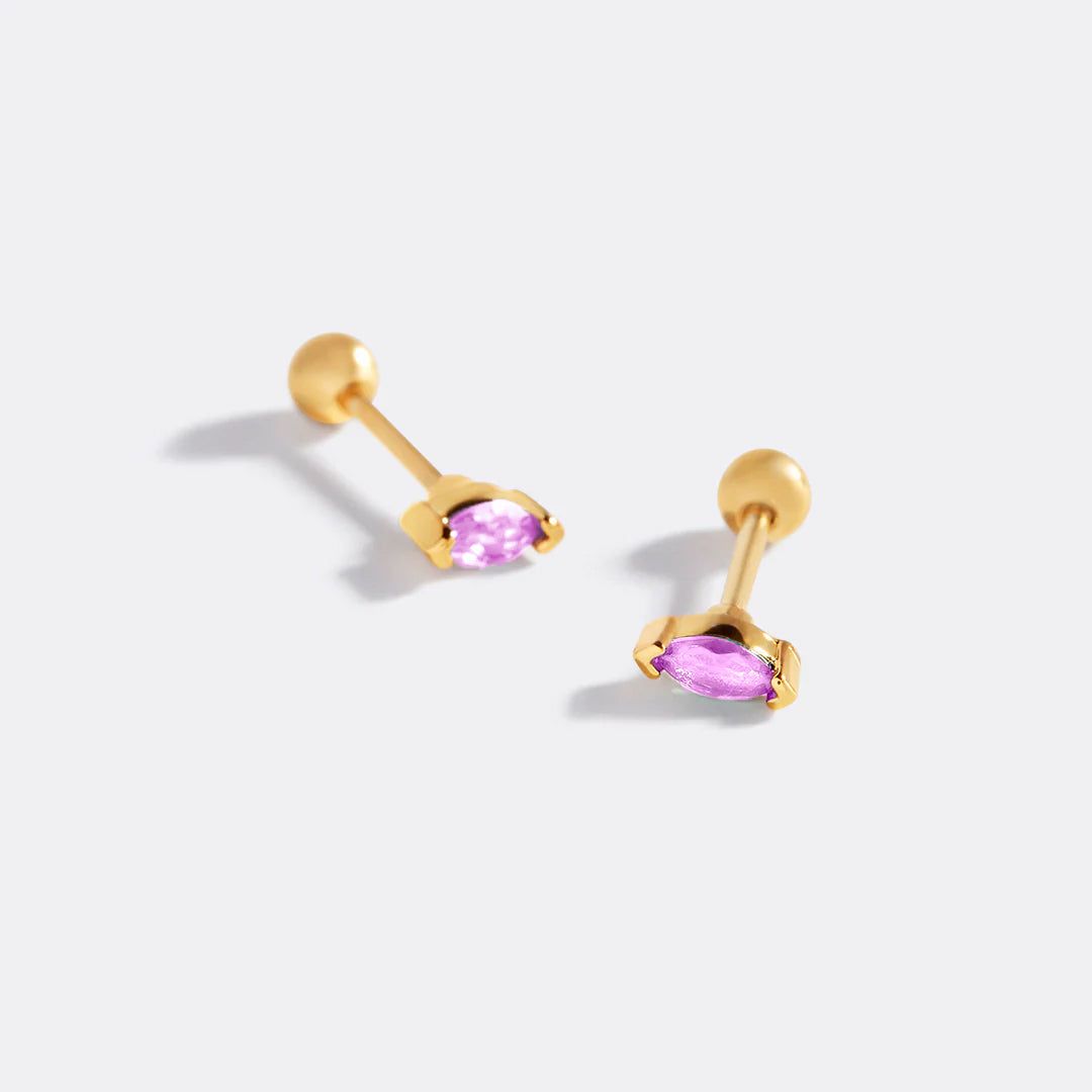 Archie's and Son Jewelry and Repairs Marquis Gemstone Sleeper Stud Earrings - 20g Threaded Ball