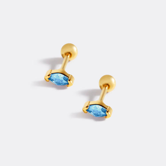 Archie's and Son Jewelry and Repairs Marquis Gemstone Sleeper Stud Earrings - 20g Threaded Ball