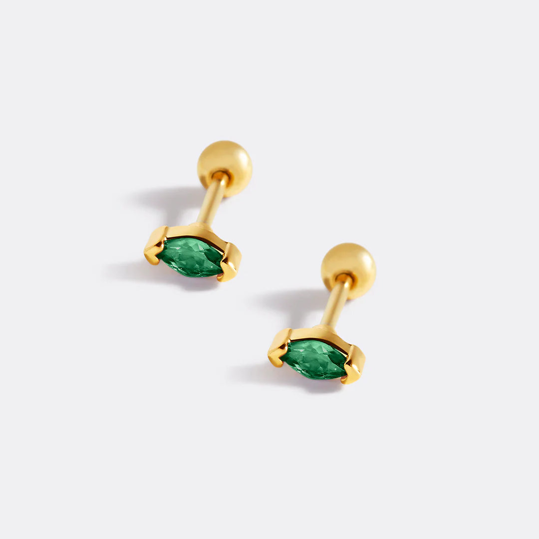 Archie's and Son Jewelry and Repairs Marquis Gemstone Sleeper Stud Earrings - 20g Threaded Ball