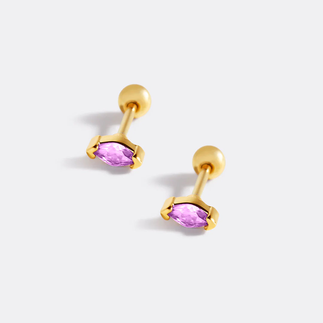 Archie's and Son Jewelry and Repairs Marquis Gemstone Sleeper Stud Earrings - 20g Threaded Ball