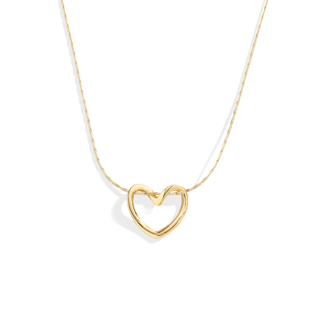 Archie's and Son Jewelry and Repairs Open Heart Necklace with delicate heart charm on flat snake chain