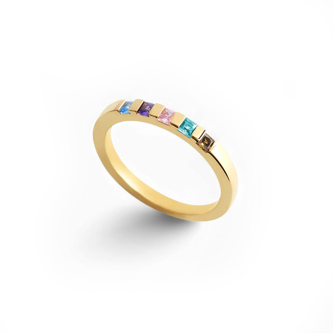 Archie's and Son Jewelry and Repairs princess-cut birthstone band ring in sterling silver
