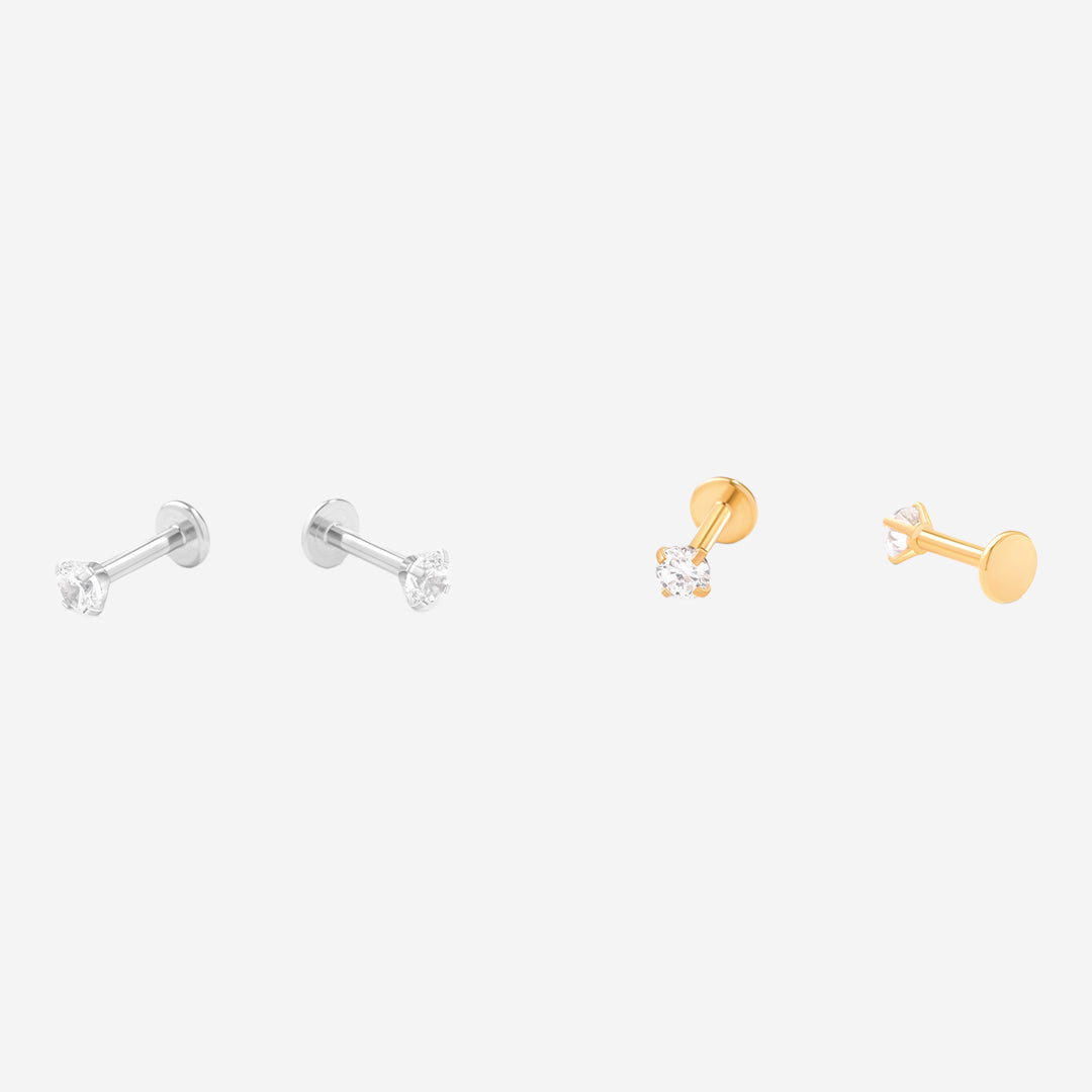 Crystal Sleeper Flatback Studs 18g | Archie's and Son Jewelry and Repairs