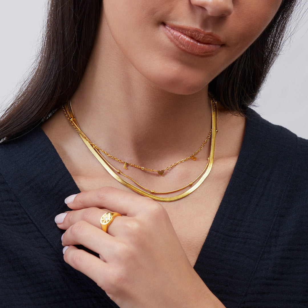 Archie's and Son Jewelry and Repairs Herringbone Gold Chain Necklace - 4mm, 16 Inch