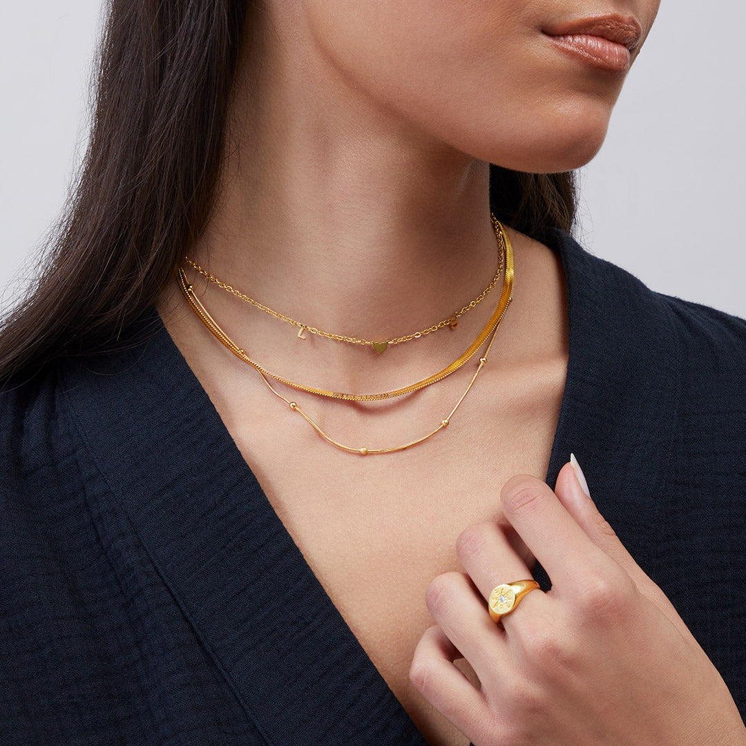 Archie's and Son Jewelry and Repairs Herringbone Gold Chain Necklace - 4mm, 16 Inch