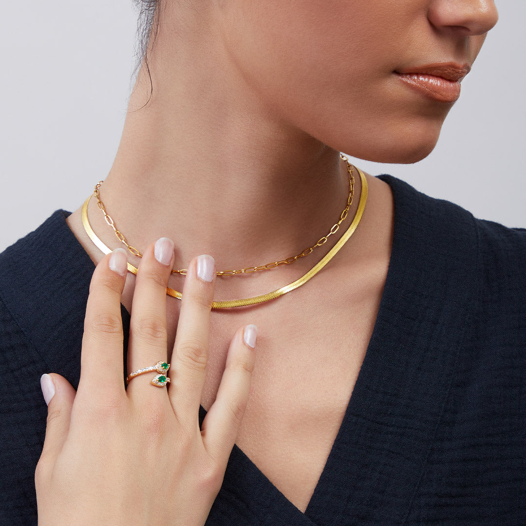 Archie's and Son Jewelry and Repairs Herringbone Gold Chain Necklace - 4mm, 16 Inch