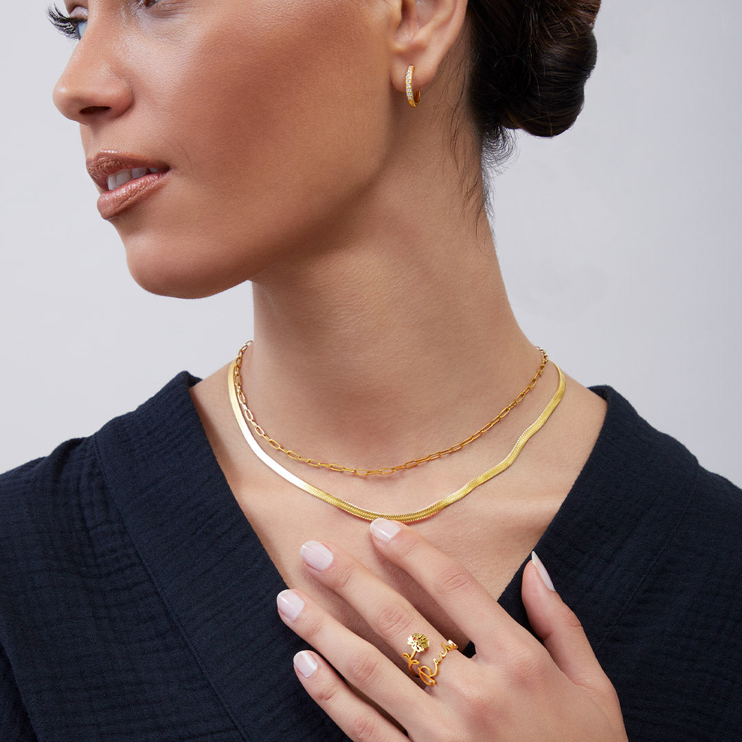 Archie's and Son Jewelry and Repairs Herringbone Gold Chain Necklace - 4mm, 16 Inch