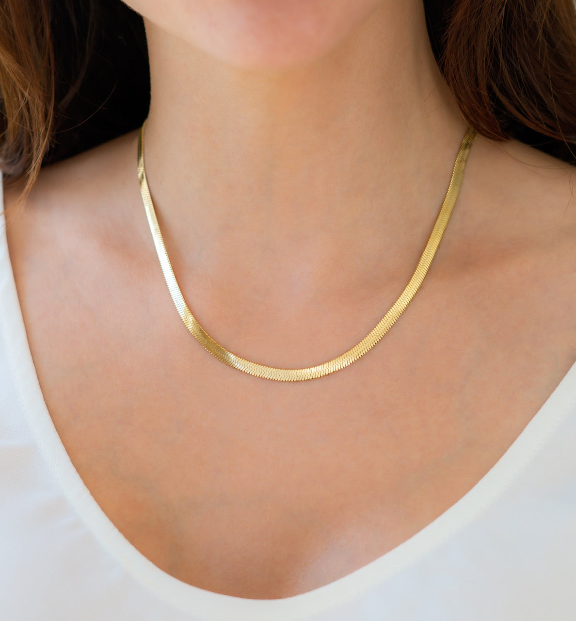 Archie's and Son Jewelry and Repairs Herringbone Gold Chain Necklace - 4mm, 16 Inch