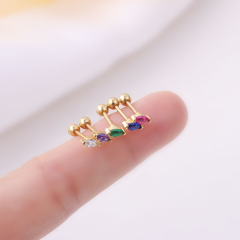 Archie's and Son Jewelry and Repairs Marquis Gemstone Sleeper Stud Earrings - 20g Threaded Ball