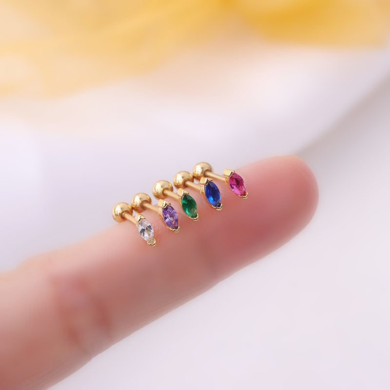 Archie's and Son Jewelry and Repairs Marquis Gemstone Sleeper Stud Earrings - 20g Threaded Ball