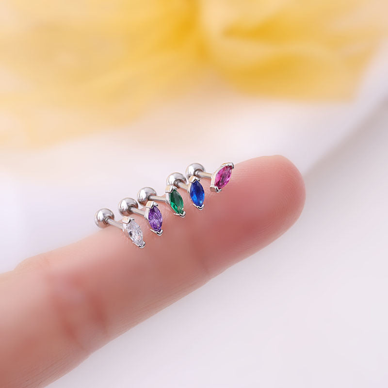Archie's and Son Jewelry and Repairs Marquis Gemstone Sleeper Stud Earrings - 20g Threaded Ball
