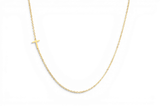 Archie's and Son Jewelry and Repairs dainty sideways cross necklace on thin cable chain