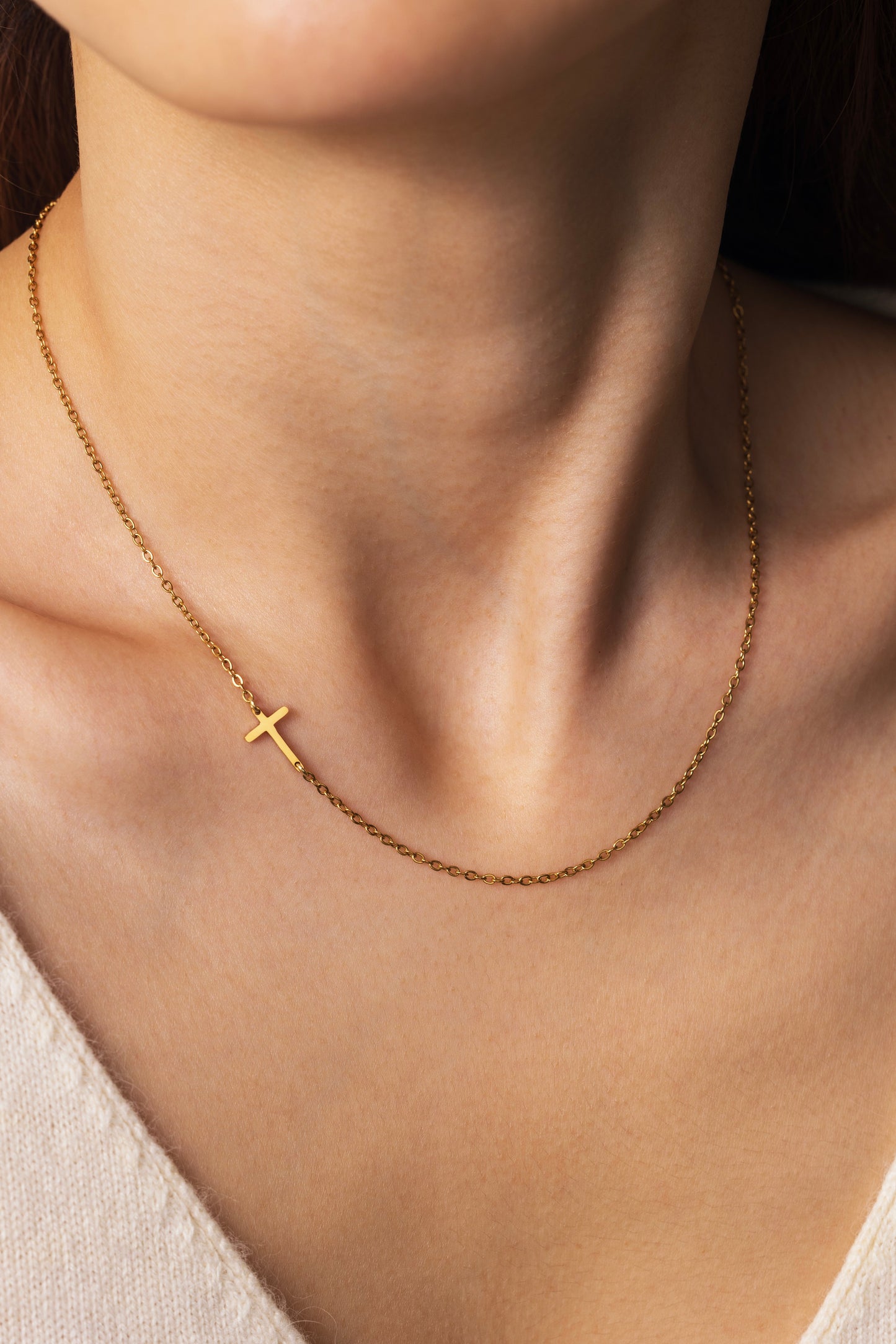 Dainty Sideways Cross Necklace by Archie's and Son Jewelry and Repairs