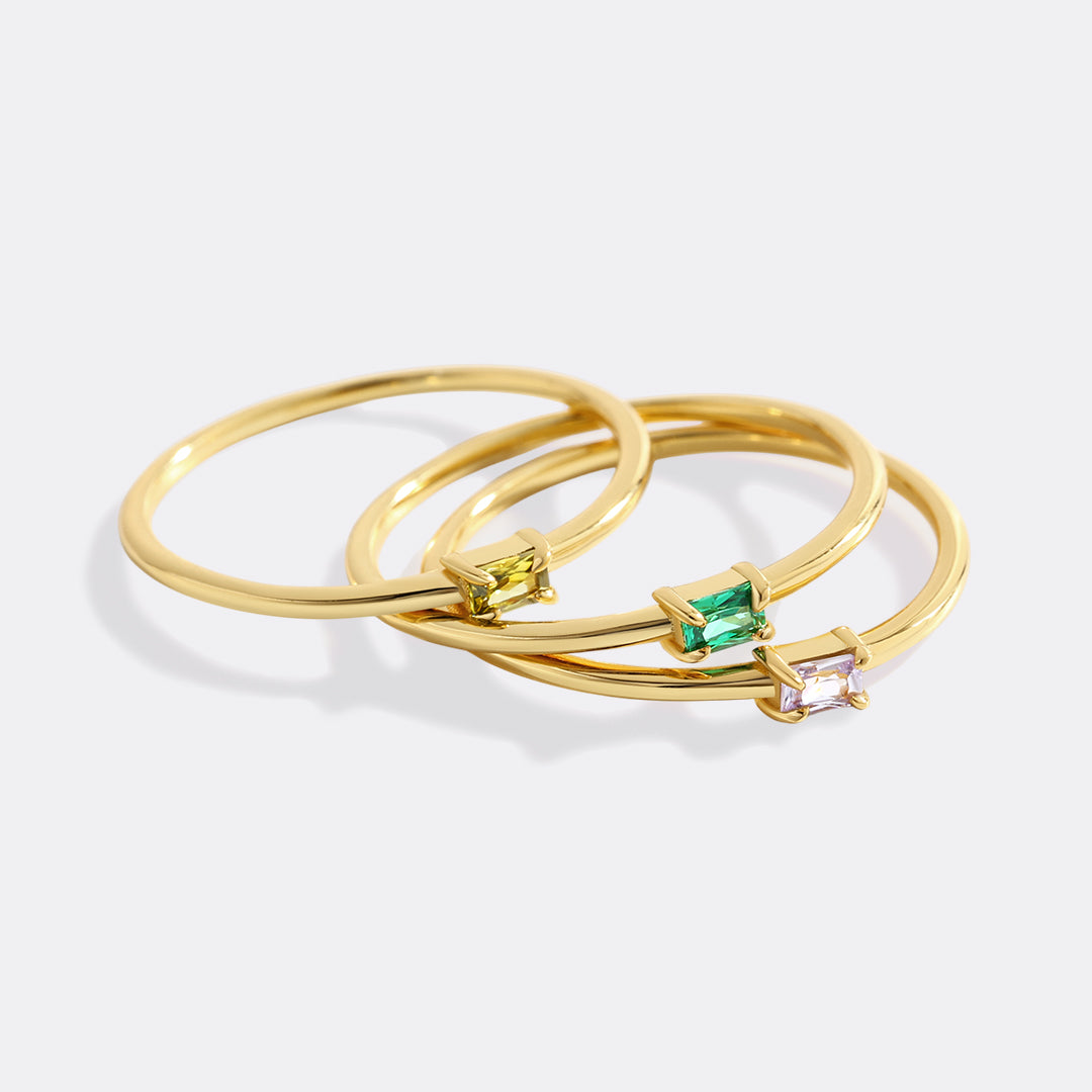Dainty Baguette Birthstone Stacking Ring - Archie's and Son Jewelry and Repairs
