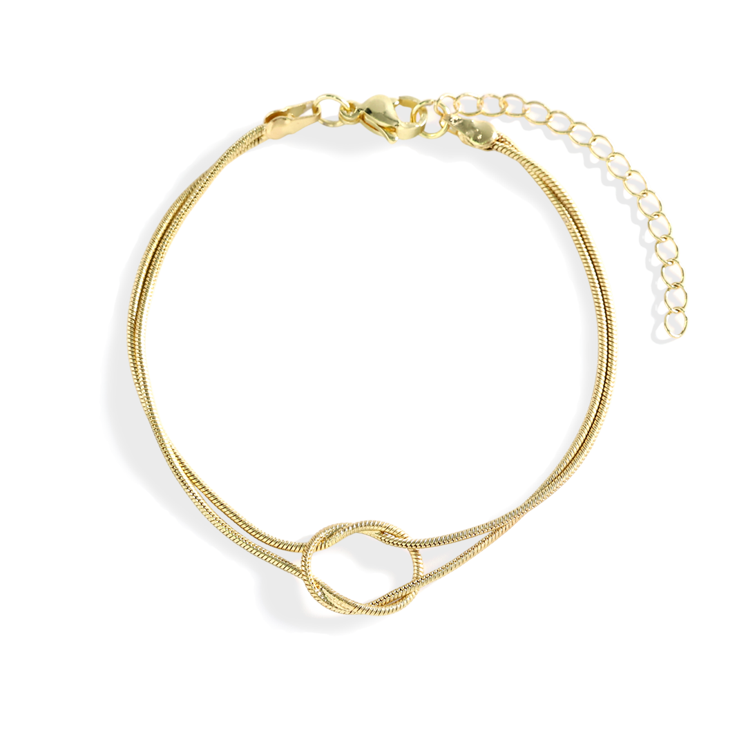 Archie's and Son Jewelry and Repairs dainty knot bracelet with double snake chain and lobster clasp