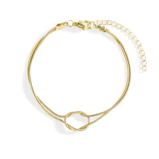 Archie's and Son Jewelry and Repairs dainty knot bracelet with double snake chain and lobster clasp