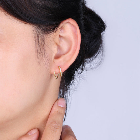 Archie's and Son Jewelry and Repairs Double Loop Huggie Hoop Earrings