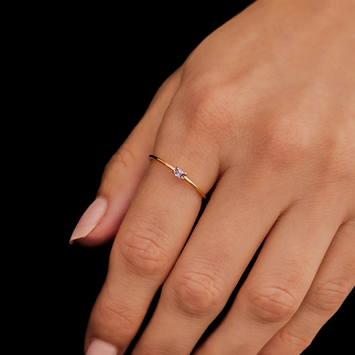 Dainty Baguette Birthstone Stacking Ring - Archie's and Son Jewelry and Repairs