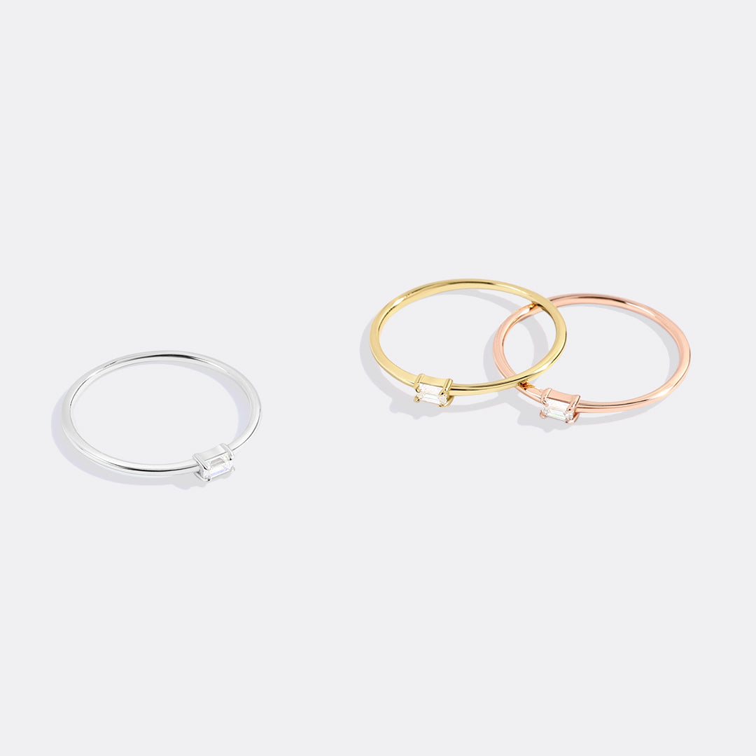 Dainty Baguette Birthstone Stacking Ring - Archie's and Son Jewelry and Repairs
