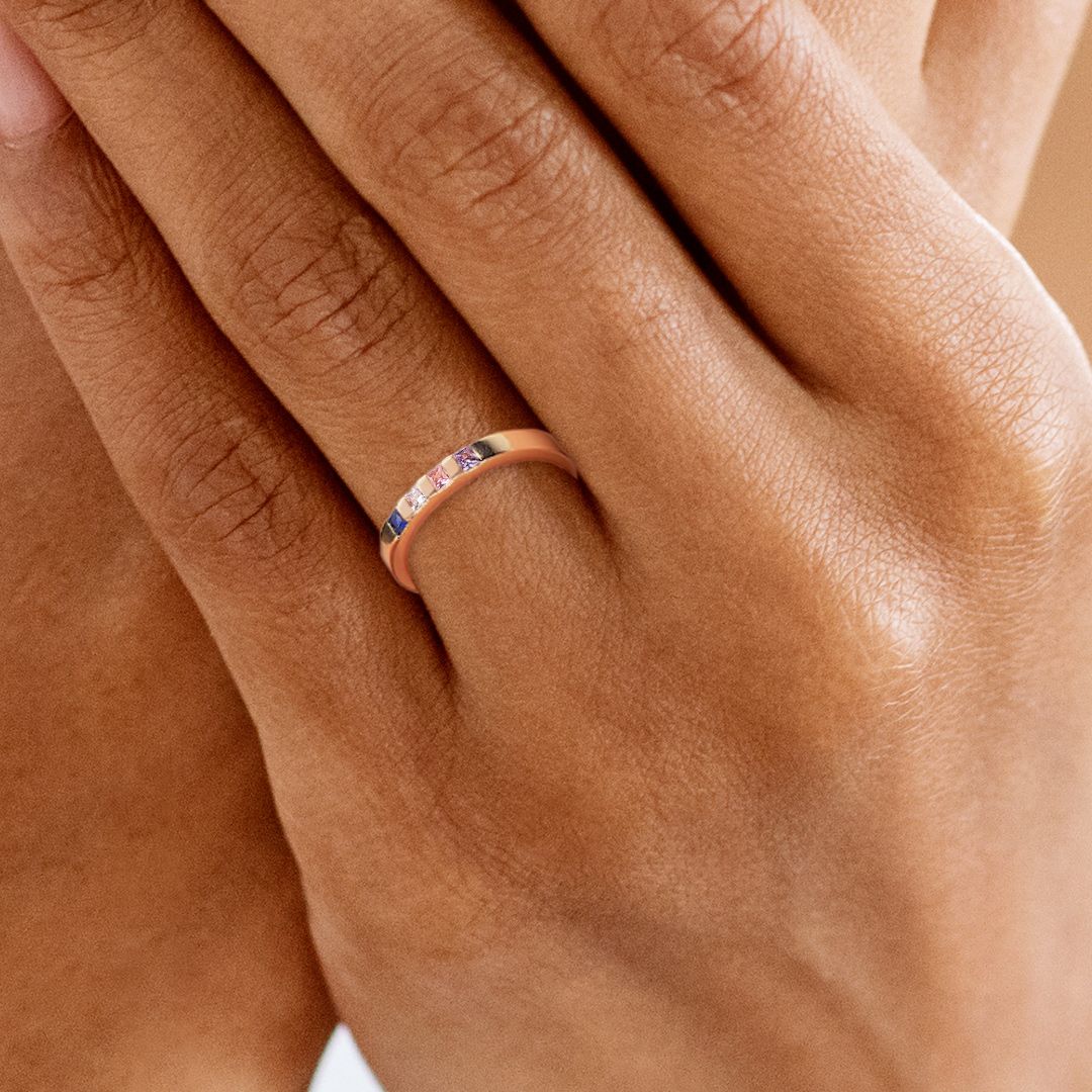 Princess-Cut Birthstone Band Ring by Archie's and Son Jewelry and Repairs