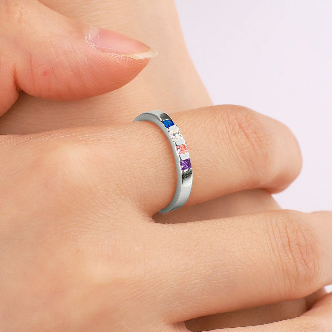 Princess-Cut Birthstone Band Ring by Archie's and Son Jewelry and Repairs